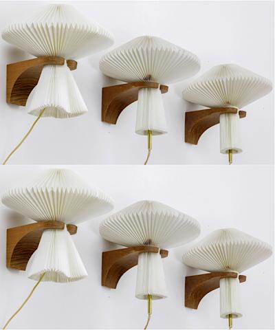  Le Klint Le Klint exceptional set of 6 oak sconces with pleated shade