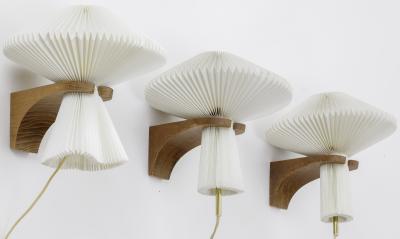  Le Klint Le Klint exceptional set of 6 oak sconces with pleated shade