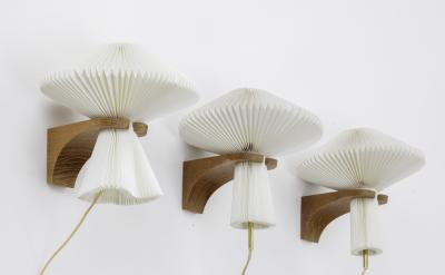  Le Klint Le Klint exceptional set of 6 oak sconces with pleated shade