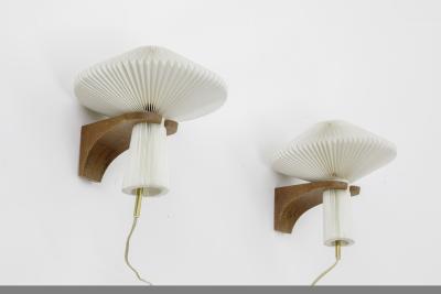  Le Klint Le Klint exceptional set of 6 oak sconces with pleated shade