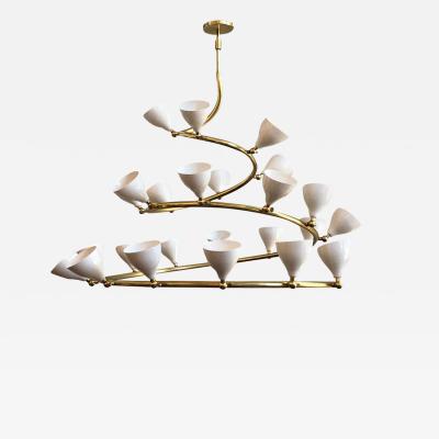  Le Lampade Brass Spiral Chandelier by Le Lampade