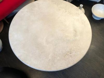  Le Lampade Custom Round Roman Travertine Coffee Table by Le Lampade