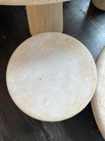  Le Lampade Custom Round Roman Travertine Coffee Table by Le Lampade