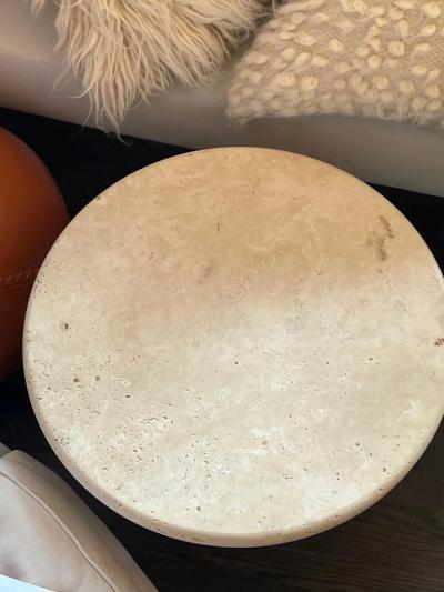  Le Lampade Custom Round Roman Travertine Coffee Table by Le Lampade