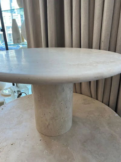  Le Lampade Custom Round Roman Travertine Coffee Table by Le Lampade