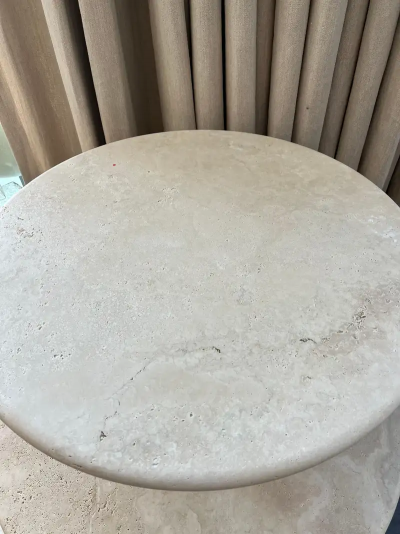  Le Lampade Custom Round Roman Travertine Coffee Table by Le Lampade