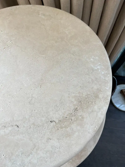  Le Lampade Custom Round Roman Travertine Coffee Table by Le Lampade
