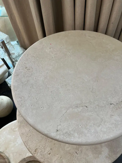  Le Lampade Custom Round Roman Travertine Coffee Table by Le Lampade