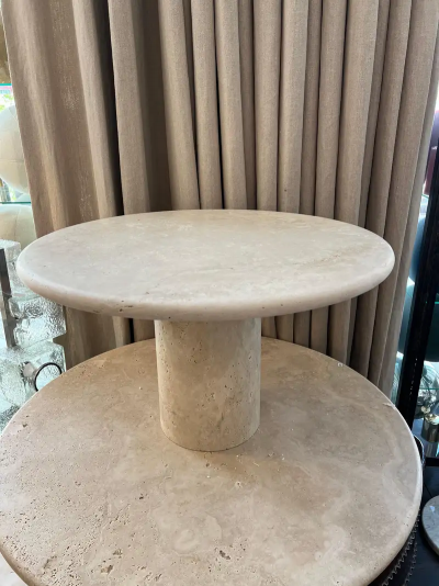  Le Lampade Custom Round Roman Travertine Coffee Table by Le Lampade