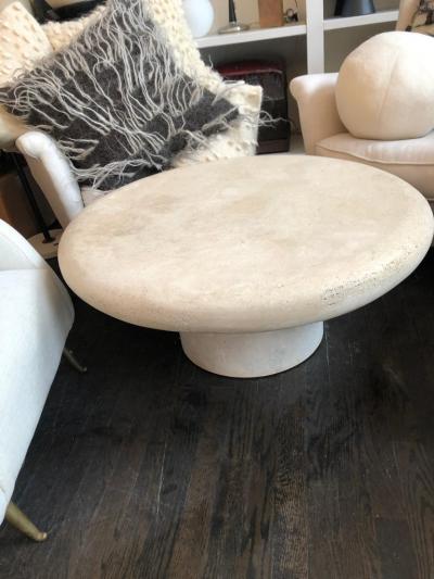  Le Lampade Custom Travertine Round Coffee Table by Le Lampade