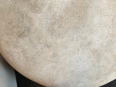  Le Lampade Custom Travertine Round Coffee Table by Le Lampade