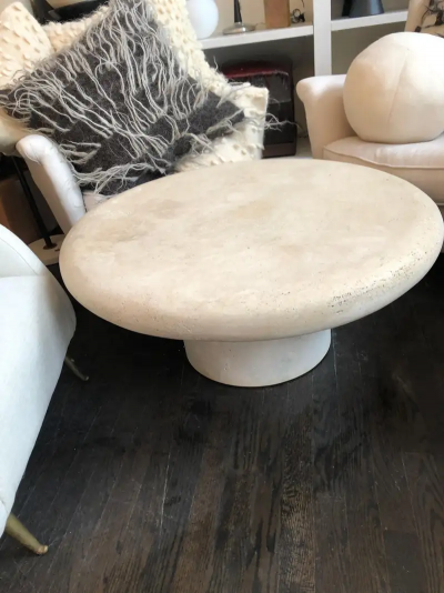  Le Lampade Custom Travertine Round Coffee Table by Le Lampade