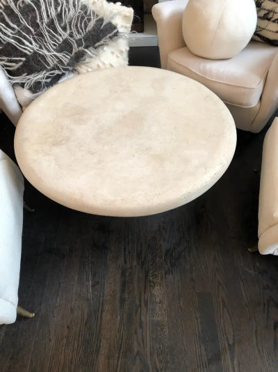  Le Lampade Custom Travertine Round Coffee Table by Le Lampade