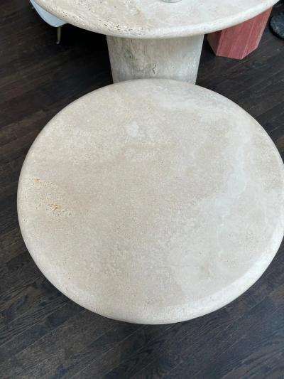  Le Lampade Custom Travertine Round Coffee Table by Le Lampade