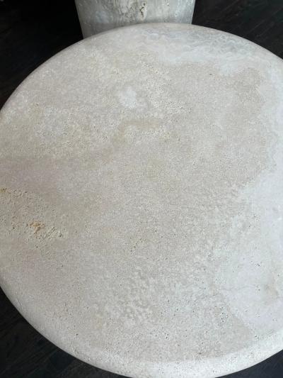  Le Lampade Custom Travertine Round Coffee Table by Le Lampade