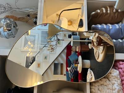  Le Lampade Italian Brass Mirror by Le Lampade