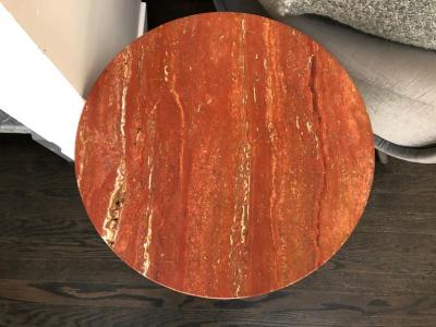  Le Lampade Red Travertine Marble Side Table by Le Lampade