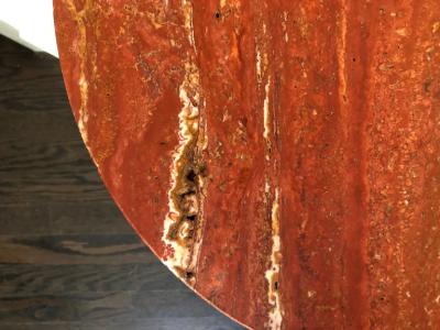  Le Lampade Red Travertine Marble Side Table by Le Lampade