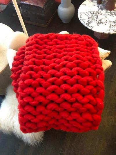  Le Lampade Roma Red Loop Wool Throw by Le Lampade