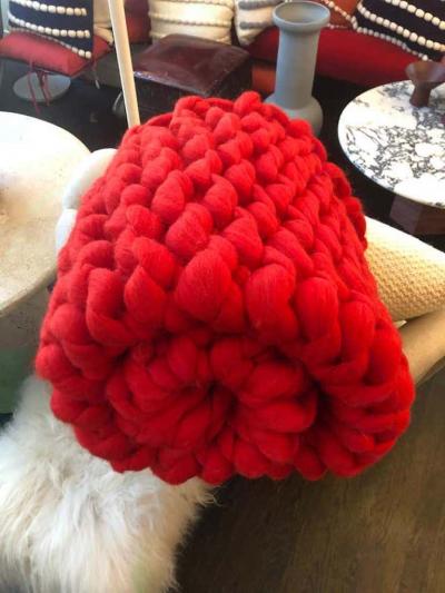  Le Lampade Roma Red Loop Wool Throw by Le Lampade