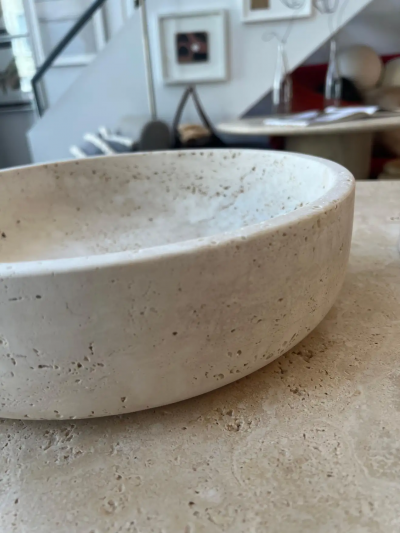  Le Lampade Roman Travertine Bowl by Le Lampade