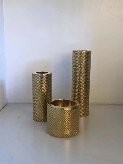  Le Lampade Set of Brass Candleholders by Le Lampade