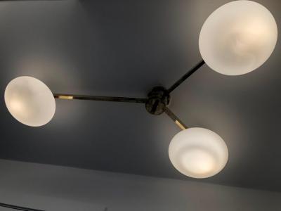  Le Lampade Three arm Brass Flush Mount by Le Lampade