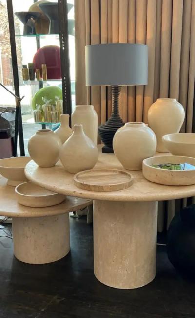  Le Lampade Travertine Dining Table by Le Lampade NY
