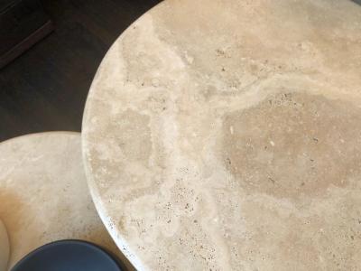  Le Lampade White Roman Travertine Bistro Table by Le Lampade