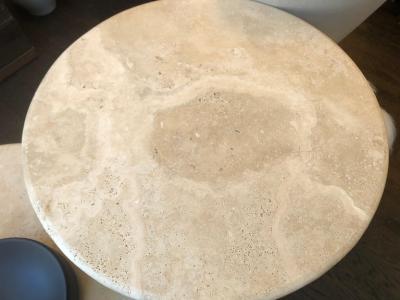  Le Lampade White Roman Travertine Bistro Table by Le Lampade