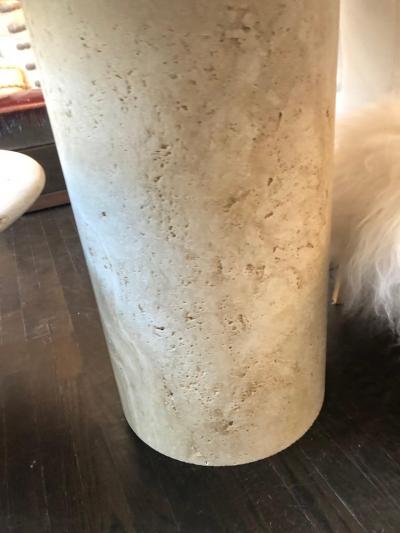  Le Lampade White Roman Travertine Bistro Table by Le Lampade