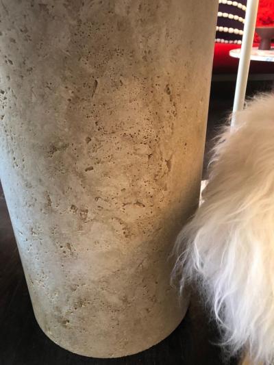  Le Lampade White Roman Travertine Bistro Table by Le Lampade