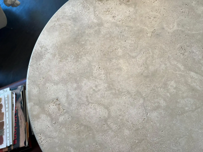  Le Lampade White Roman Travertine Bistro Table by Le Lampade