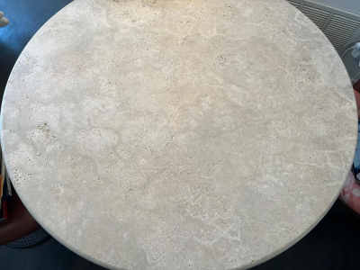  Le Lampade White Roman Travertine Bistro Table by Le Lampade
