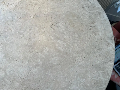  Le Lampade White Roman Travertine Bistro Table by Le Lampade