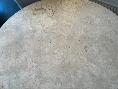  Le Lampade White Roman Travertine Bistro Table by Le Lampade
