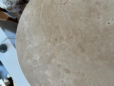  Le Lampade White Roman Travertine Bistro Table by Le Lampade