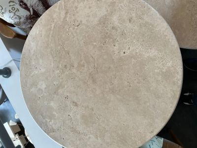 Le Lampade White Roman Travertine Bistro Table by Le Lampade