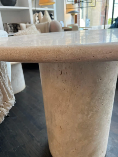  Le Lampade White Roman Travertine Bistro Table by Le Lampade