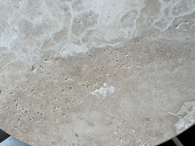  Le Lampade White Roman Travertine Bistro Table by Le Lampade
