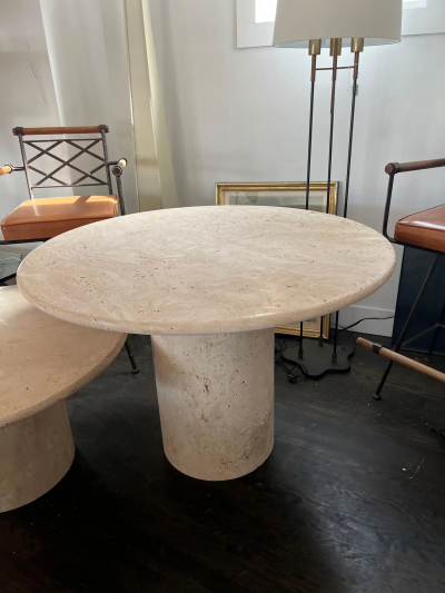  Le Lampade White Roman Travertine Bistro Table by Le Lampade