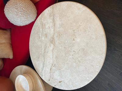  Le Lampade White Roman Travertine Coffee Table by Le Lampade 17 H x 30D