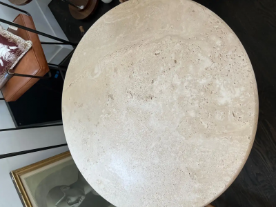  Le Lampade White Roman Travertine Dining Table by Le Lampade