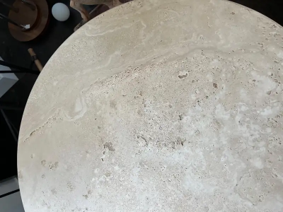  Le Lampade White Roman Travertine Dining Table by Le Lampade