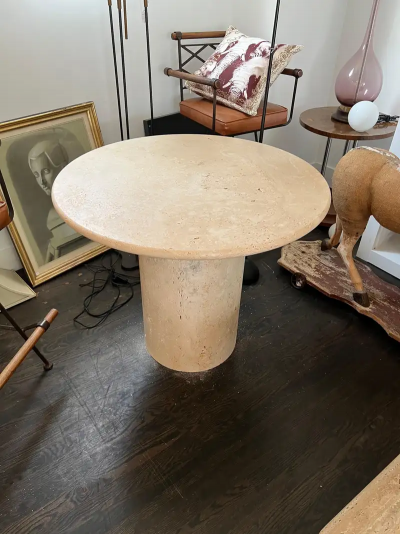  Le Lampade White Roman Travertine Dining Table by Le Lampade