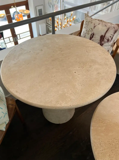  Le Lampade White Roman Travertine Dining Table by Le Lampade