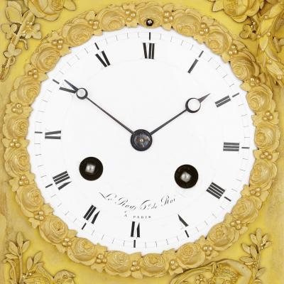 Le Roy et fils Empire period gilt bronze clock with Cupid and Psyche by Le Roy et fils