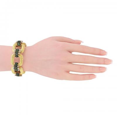  Le Triomphe La Triomphe 18K Yellow Gold Green Tourmaline And Diamond Link Bracelet
