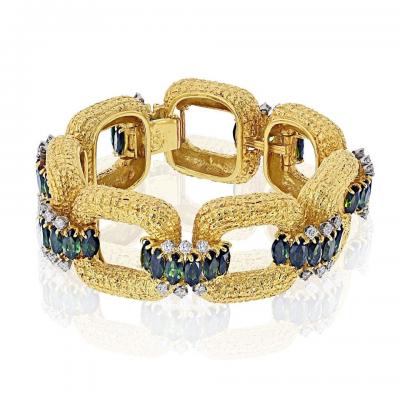  Le Triomphe La Triomphe 18K Yellow Gold Green Tourmaline And Diamond Link Bracelet
