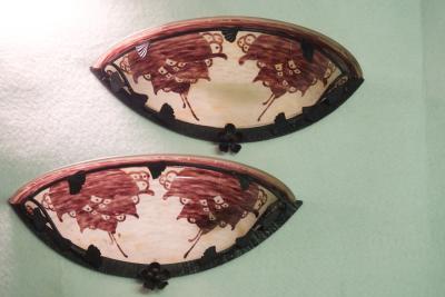  Le Verre Francais Le Verre Francais Cameo Glass Pair of Sconces